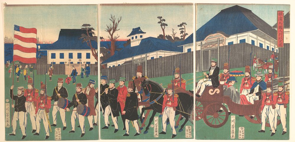 Picture of a Procession of Foreigners at Yokohama by Utagawa Yoshikazu