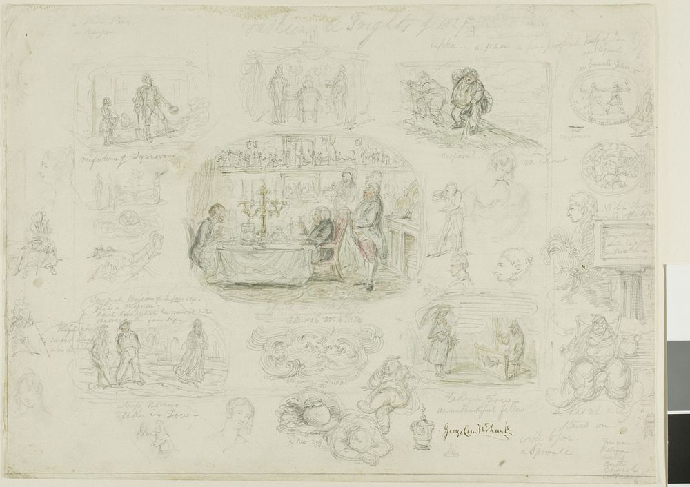 Fashions and Frights of 1829 (recto); Angels Ever Bright and Fair (verso) by George Cruikshank