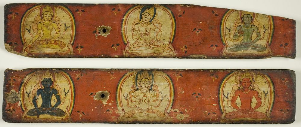 One of a Pair of Manuscript Covers of the Five Transcendant Buddhas