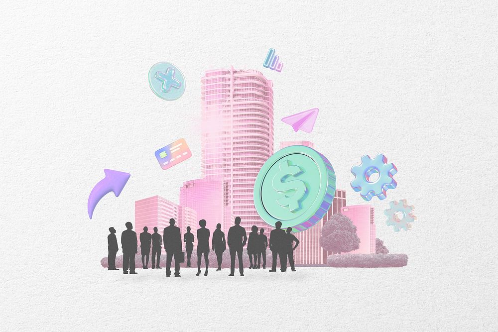 Business investment collage remix aesthetic design