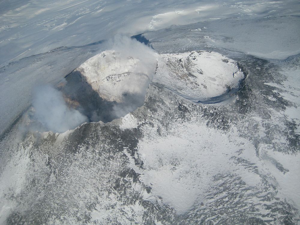 Volcano in snow. Original public domain image from Flickr