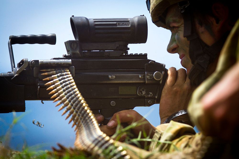An Australian soldier with Delta Company, 5th Battalion, Royal Australian Regiment participates in a tactical live-fire…
