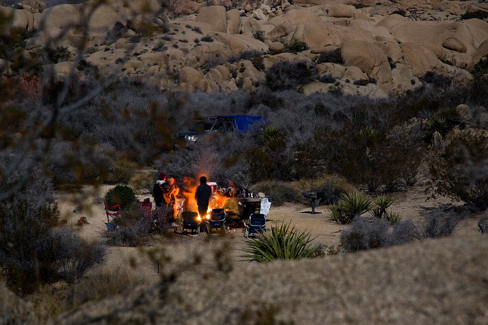 Campfire at Jumbo Rocks campground