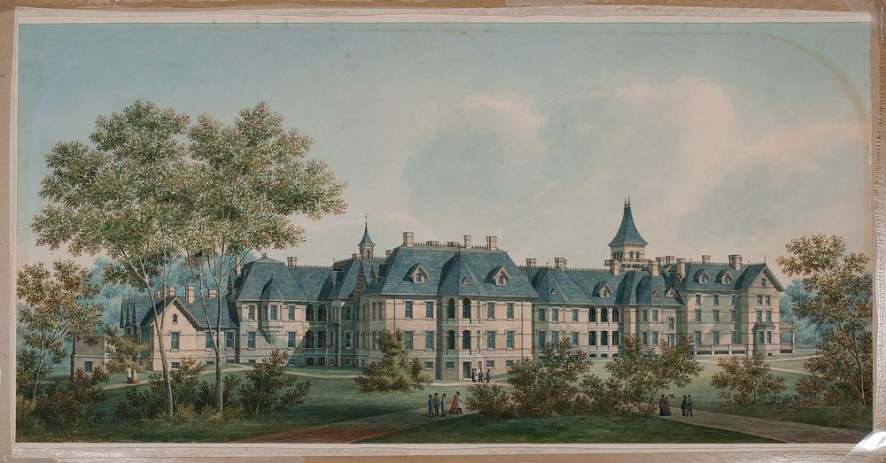 Sheppard Asylum, rear elevation (1860). Original public domain image from Flickr