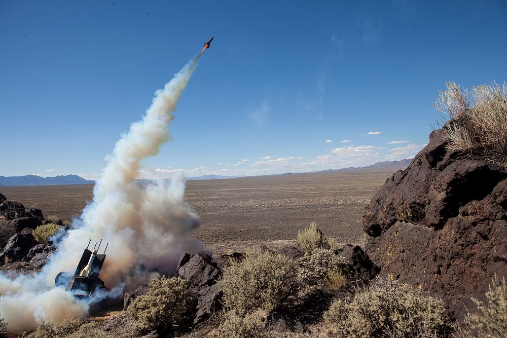 U.S. Marines assigned to 2d Low Altitude Air Defense Battalion fire simulated surface to air missiles in support of Red Flag…