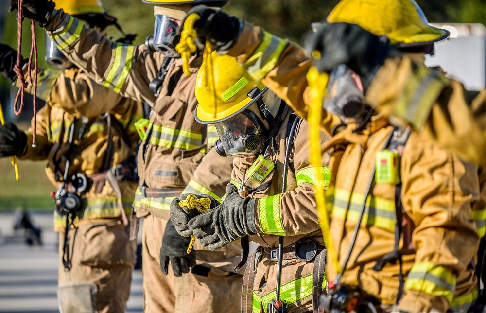 Fire rescue academy training, location unknown, February 27, 2018. Original public domain image from Flickr