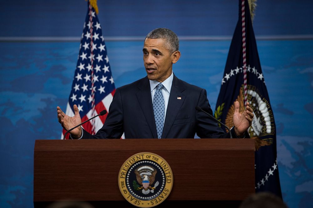 President Barack Obama hosts a press conference at the Pentagon in Washington, Aug. 4, 2016.