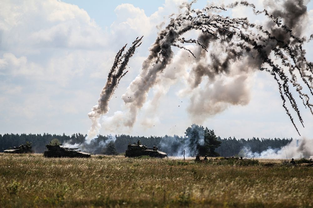Polish army Rak 120mm Self-Propelled Mortar Systems with 15th Mechanized Brigade, fire for effect during a lethality…