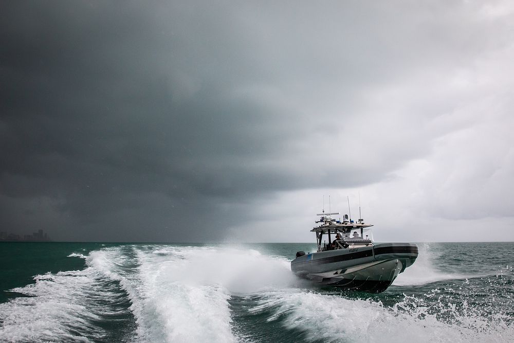 Marine Interdiction agents with U.S. Customs and Border Protection Air and Marine Operations patrol Miami Beach, Florida…