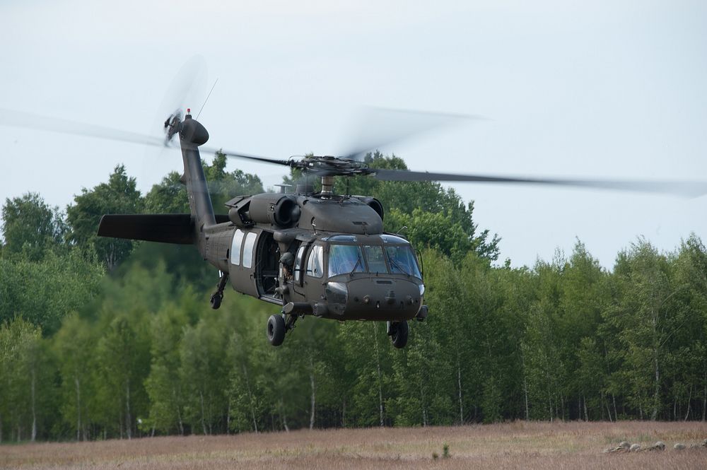 U.S. Soldiers assigned to Battle Group Poland conduct air assault training with 10th Combat Aviation Brigade's CH-47 and UH…