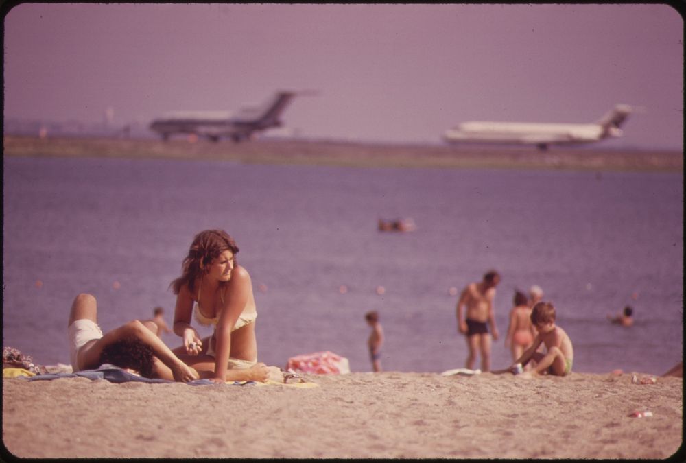 Constitution Beach - Within Sight and Sound of Logan Airport's Takeoff Runway 22r. Original public domain image from Flickr
