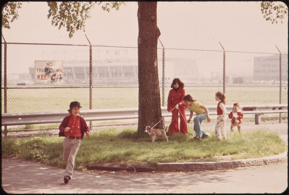Neighborhood Youngsters in the Playground Adjacent to Logan Airport at the End of Neptune Road. Original public domain image…