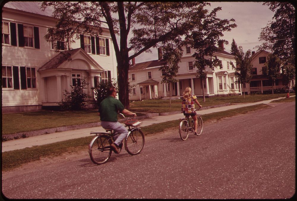 Residential Street near Gould Academy in Bethel, 06/1973. Original public domain image from Flickr