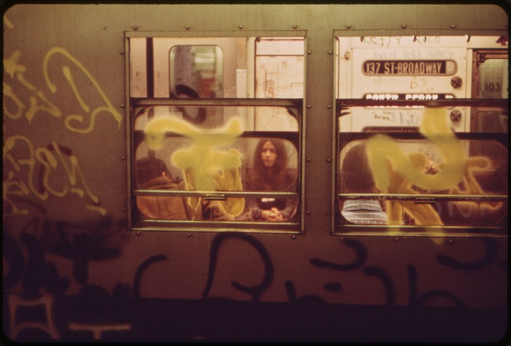 This "Broadway Local" Subway Car, Like Many Others, Has Been Decorated by Vandals, 05/1973. Original public domain image…