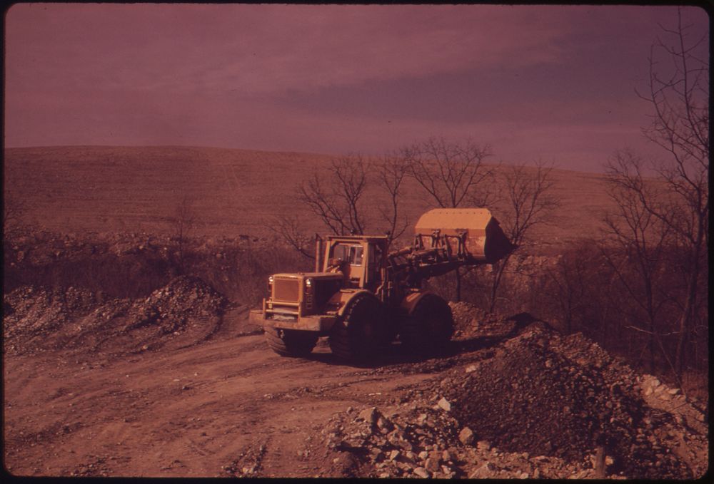 A Bulldozer Prepares A Path for One of the Huge Coal Shovels, Off Route 70 and Belmont, Ohio, and Steubenville, 10/1973.…