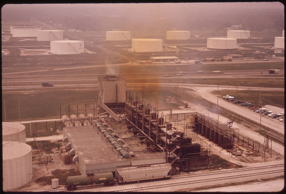 Oil Storage Tanks and Petro-Chemical Plant 06/1972. Original public domain image from Flickr
