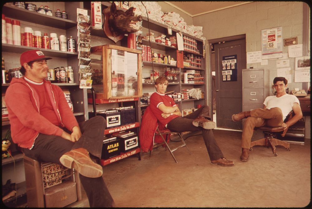 Interior of a Local Gas Station in Leakey, Texas, During the Noon Hour, near San Antonio, 05/1973. Original public domain…