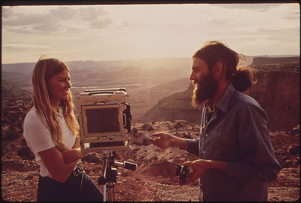 Setting Up a Camera at Anticline Overlook in the Canyonlands, 05/1972. Original public domain image from Flickr