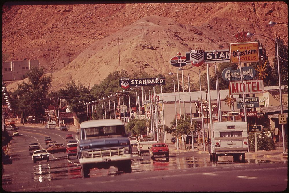 Main Street of Moab. Traffic Is Beginning to Bring Pollution Problems to a Region Long Noted for the Crystal Clarity of Its…