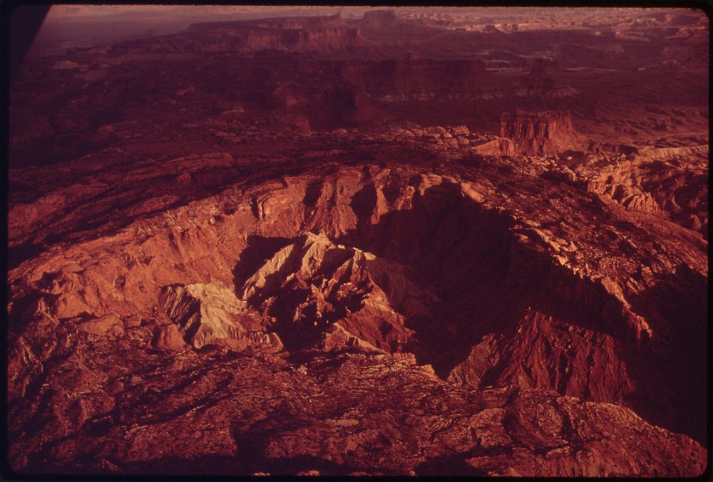 Aerial View of Upheaval Dome, Perhaps the Most Geologically Interesting Feature of the Canyonlands, 05/1972. Original public…