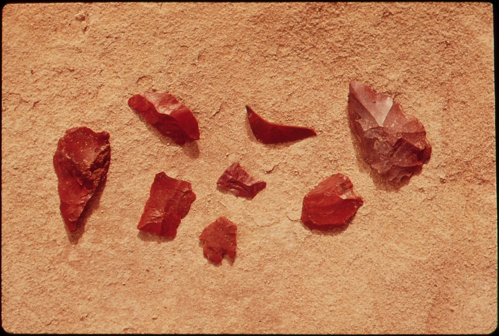 Arrowhead Chips and Scrapers Found Under an Overhang in Water Canyon, 05/1972. Original public domain image from Flickr