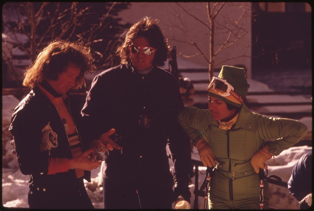Gathering at a Pub for Some Apres Ski Refreshment 02/1974. Photographer: Hoffman, Ron. Original public domain image from…