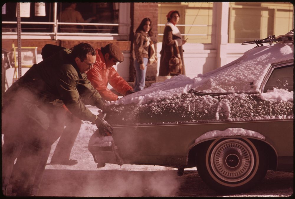 Helping Hands Will Get This Skier's Car off the Ice 02/1974. Photographer: Hoffman, Ron. Original public domain image from…