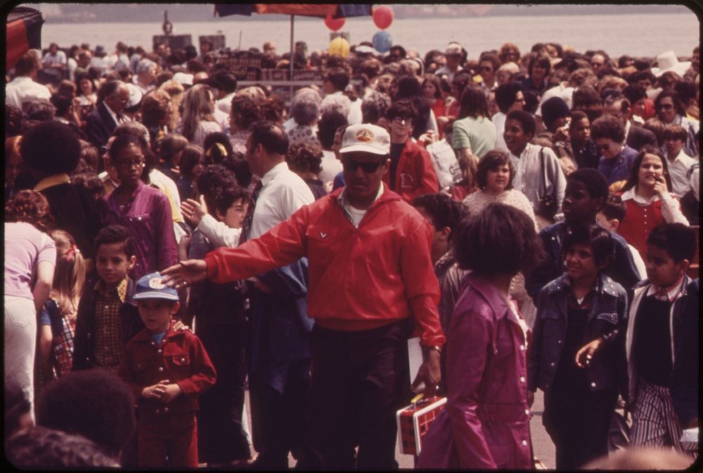 Memorial Day Holiday Crowd at Battery Park on the Lower Tip of Manhattan 05/1973. Photographer: Blanche, Wil. Original…