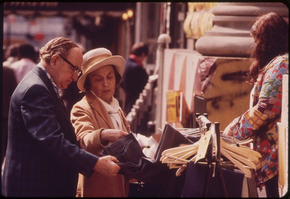 Outdoor Shopping on Chambers Street near Church Street in Lower Manhattan 05/1973. Photographer: Blanche, Wil. Original…