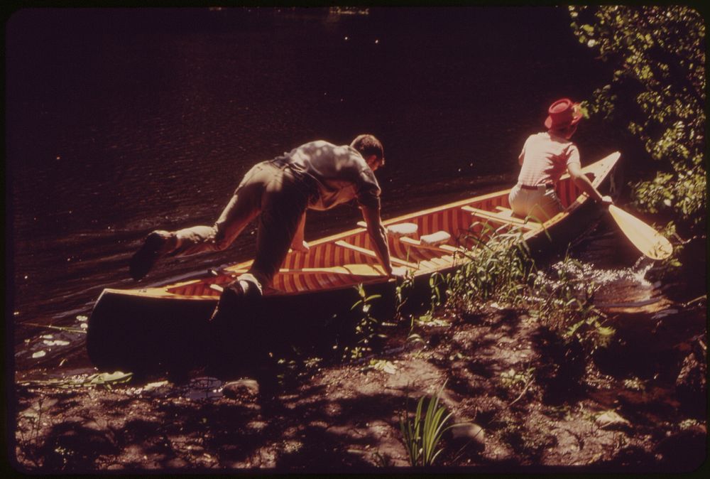 A Canoeing Demonstration at the Charles River Audubon Society Reservation at Natick 05/1973. Photographer: Halberstadt…