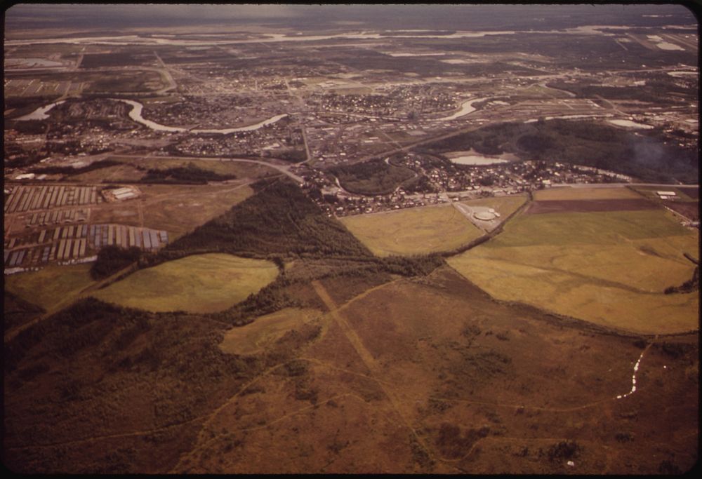 Alyeska Pipeline Service Company's Pipeyard Appears at Left in This View South Toward Fairbanks.