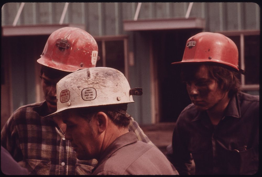 Arnold Rasnick, Virginia-Pocahontas Coal Company Superintendent of Mine #4 (In White Hat), Talks to Two Young Miners Their…