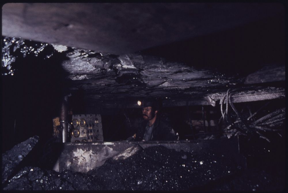 Harley Owens in Position as a Machine Operator on the End of the Long Wall Where the Coal Is Placed on a Conveyor Belt…