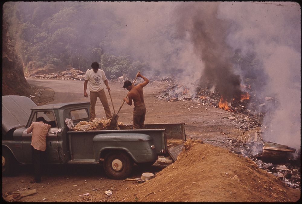 Burning Garbage at an Open Dump on Highway 112 02/1973. Photographer: Vachon, John, 1914-1975. Original public domain image…