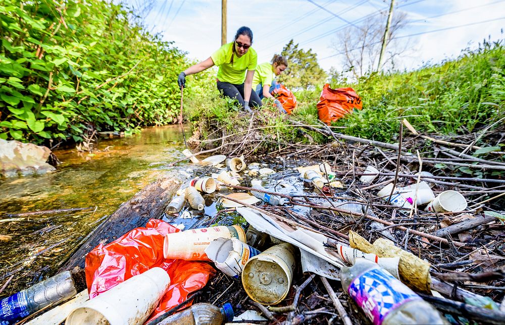 Spring Clean-Up, volunteers from Brody School of Medicine collect litter along MacGregor Downs Rd, April 14, 2018. Original…