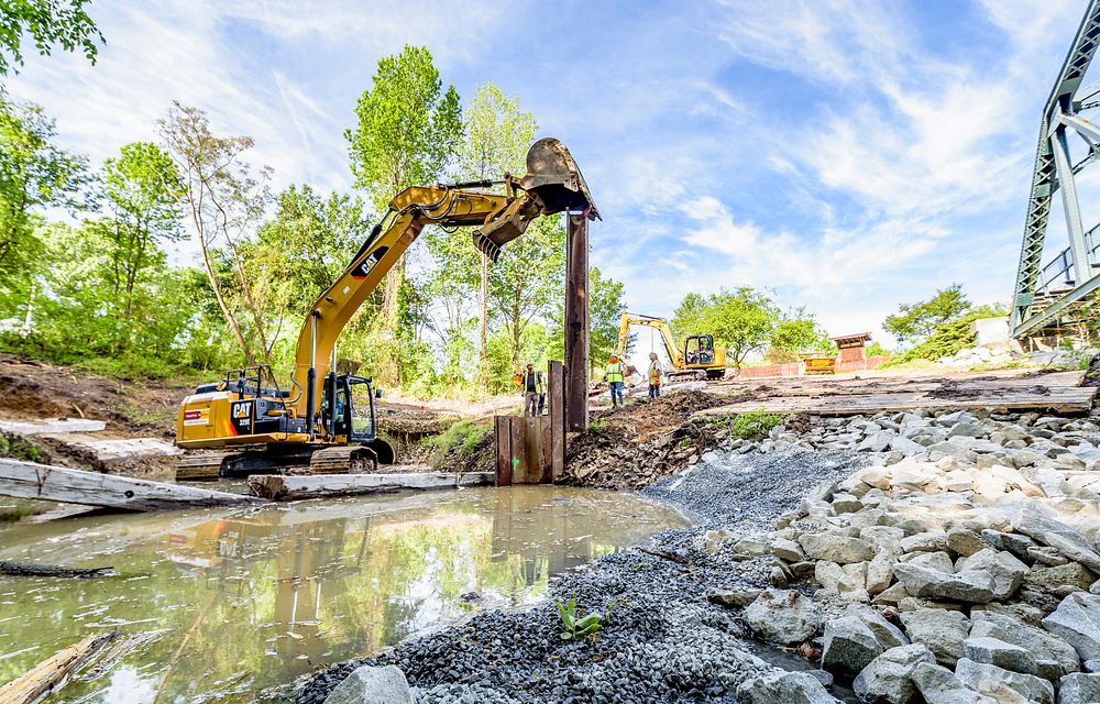 Town Creek Culvert construction site, date unkown.  Original public domain image from Flickr