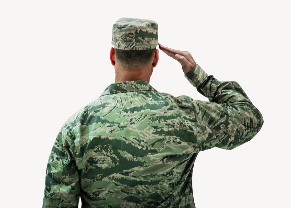 Salutes uniformed solder isolated image