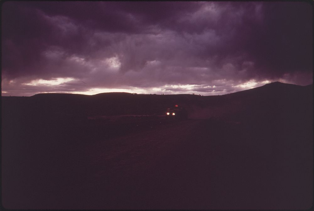 Hauling Coal at Night From Black Mesa Strip Mine. At Issue: Is Resultant Run-Off Destroying Portions of Hopi Indian Land.…