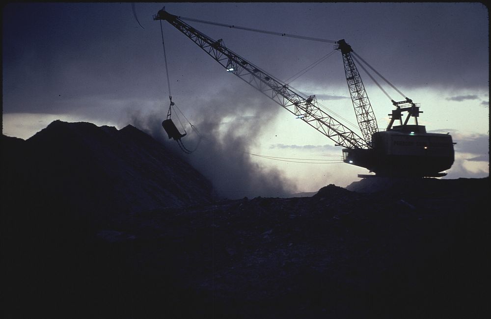 Strip Mining at Night on Moenkopi Wash. At Issue Is Whether Run-Off From Mines Is Destroying Hopi Agriculture Along the…