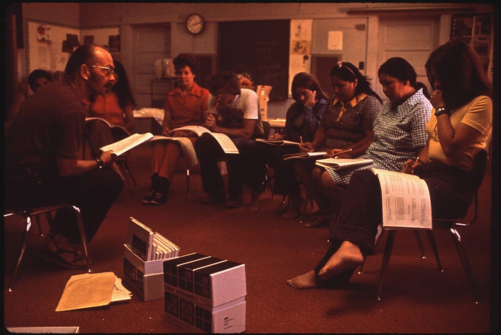 Training Havasupai Teachers in Reading and Language Instruction Methods. Photographer: Eiler, Terry. Original public domain…