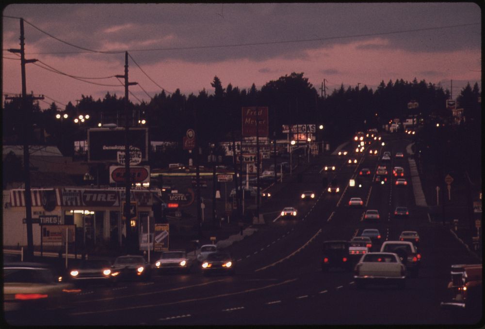 Looking Along Highway 99w, a Suburb About 12 Miles South of Downtown Portland.