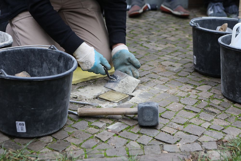 Deputy Chief of Mission Robin Quinville takes part in a Stolperstein Laying Ceremony in Berlin-Dahlem. Original public…