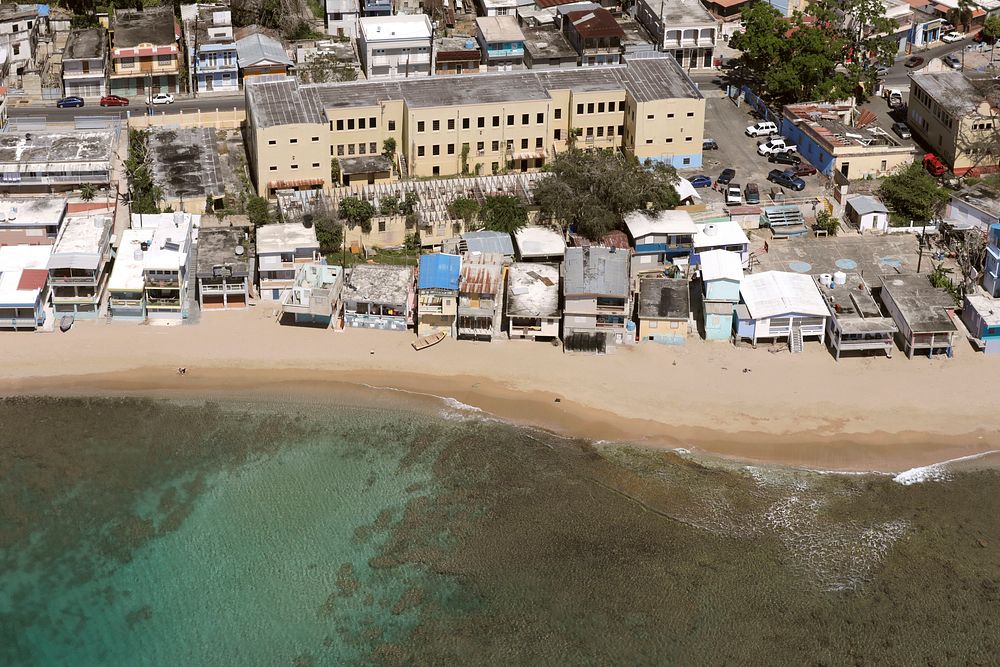 Beachfront apartments can be seen on Playa Rompeolas near Aguadilla, Puerto Rico, April 3, 2019.
