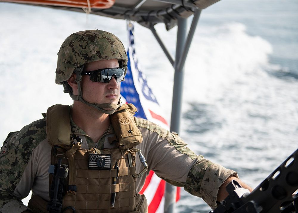 U.S. Navy Petty Officer 1st Class Alexander Weigel, engineer under instruction, Coastal Riverine Squadron 8 (CRS 8)…