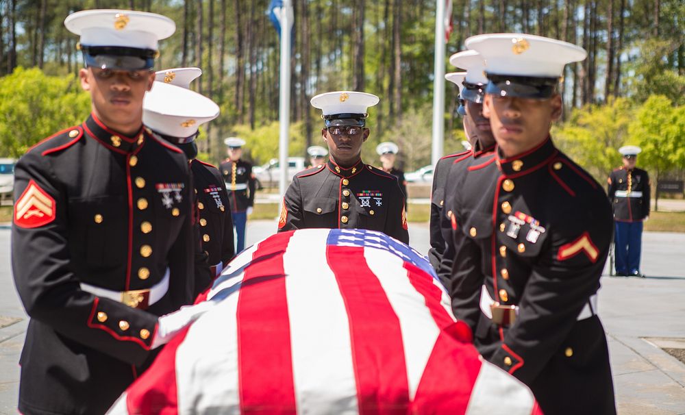 U.S. Marines with Marine Forces Reserve conduct military funeral honors for retired Lt. Col. Dennis Stegall at Southeast…