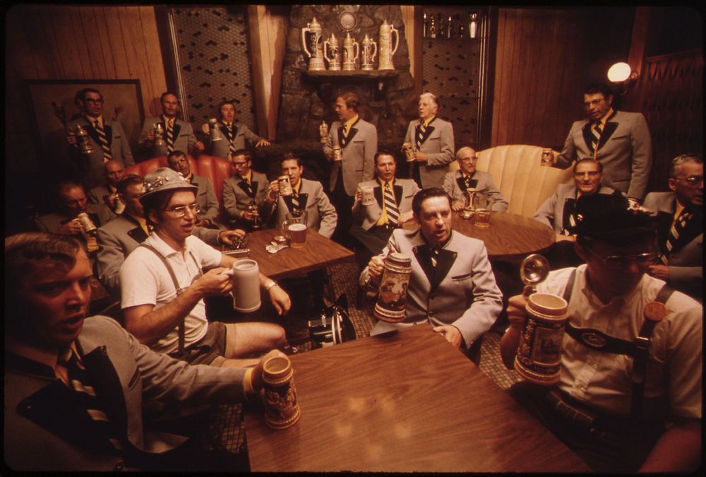 Members of the Concord Singers Drink Beer at the Turner Club in New Ulm, Minnesota.