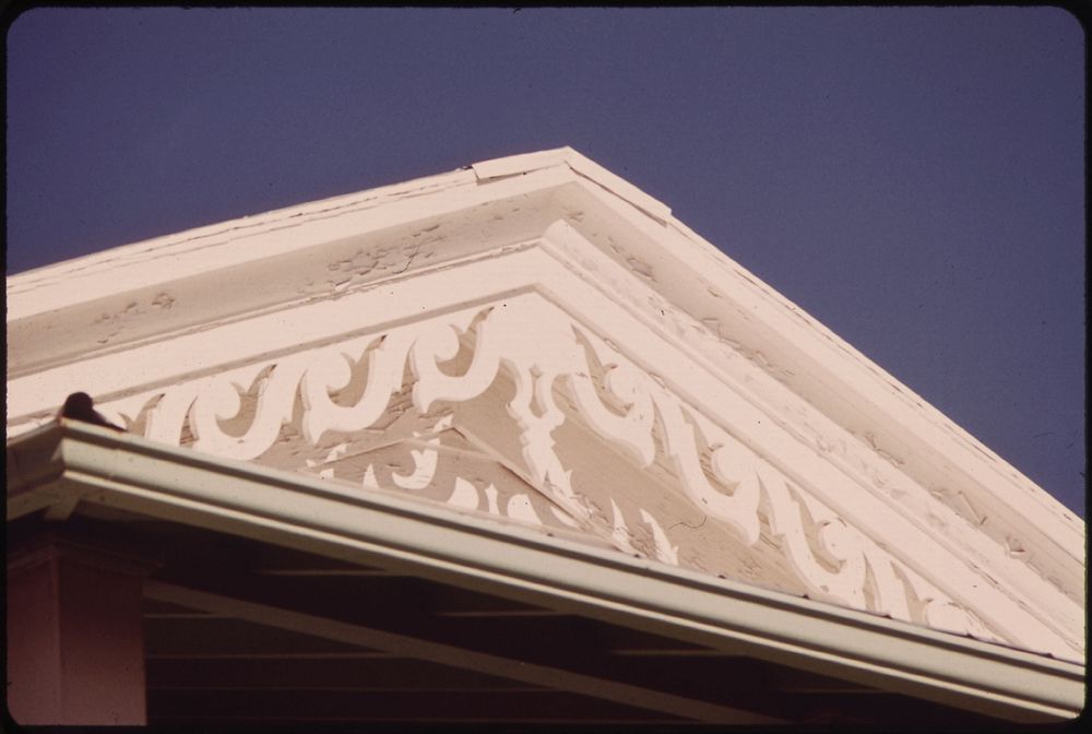 Pediment of One of the Historic Houses of Key West. These Quaintly Ornamented Wooden Buildings, Designed in the Bahamian…