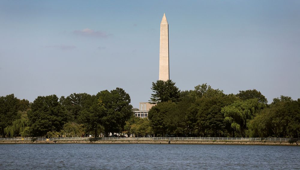 The Washington Monument can be seen from the Potomac River as marine interdiction agents with U.S. Customs and Border…