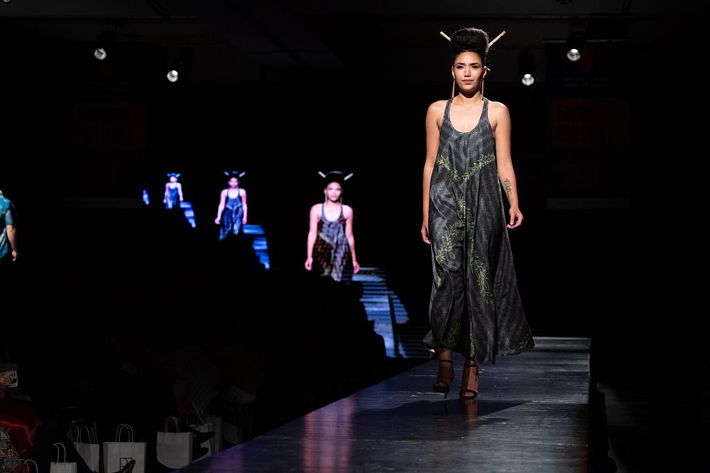 Pacific Fusion Fashion Show, 5 October 2019. Designer: Ari South. Original public domain image from Flickr