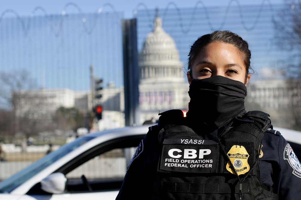 U.S. Customs and Border Protection officers with the Office of Field Operations stand their posts as they support security…